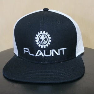 FLAUNT Black & White Trucker Cap